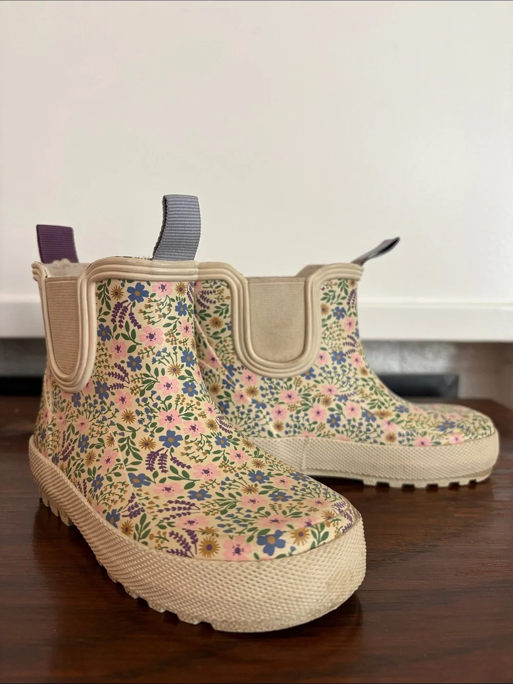 ZARA Floral Rain Boots - Cream Size 24 EUR